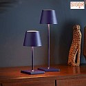 SIGOR battery table lamp NUINDIE round, CCT Switch IP54, plum blue dimmable