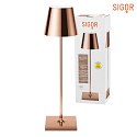 SIGOR battery table lamp NUINDIE round, CCT Switch IP54, copper dimmable