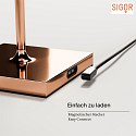 SIGOR battery table lamp NUINDIE round, CCT Switch IP54, copper dimmable