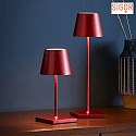 SIGOR battery table lamp NUINDIE MINI round, CCT Switch, dimmable IP54, cherry red anodised dimmable