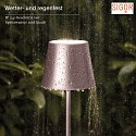 SIGOR battery table lamp NUINDIE MINI round, CCT Switch, dimmable IP54, rose gold anodised dimmable