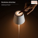 SIGOR battery floor lamp NUINDIE round IP54, silver dimmable