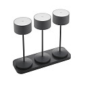 Batteri bordlampe VELUNA s�t med 3 IP44, nat sort d�mpbar