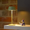 SIGOR Batteri bordlampe FACETTA down, CCT Switch, s�t med 1, med touch-d�mper IP44, salviegr�n d�mpbar