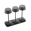 Batteri bordlampe FACETTA s�t med 3 IP44, nat sort d�mpbar
