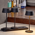 SIGOR Batteri bordlampe FACETTA down, CCT Switch, s�t med 3, med touch-d�mper IP44, nat sort d�mpbar
