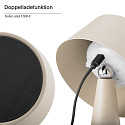 SIGOR solar table lamp SOLINO tiltable, with accumulator, with USB charging function, magnetic mounting IP44, mat, dune beige dimmable