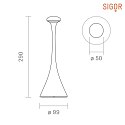 SIGOR battery table lamp NUDROP IP54, fire red dimmable
