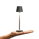 SIGOR Batteri bordlampe NUINDIE POCKET USB-C rund, CCT Switch, med touch-d�mper IP54, grafit gr� d�mpbar