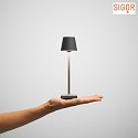SIGOR battery table lamp NUINDIE POCKET IP54, graphite grey dimmable