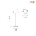 SIGOR battery table lamp NUINDIE POCKET IP54, snow white dimmable
