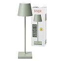 SIGOR Batteri bordlampe NUINDIE USB-C rund, CCT Switch, med touch-d�mper IP54, salviegr�n d�mpbar