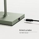 SIGOR Batteri bordlampe NUINDIE USB-C rund, CCT Switch, med touch-d�mper IP54, salviegr�n d�mpbar