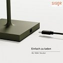 SIGOR Batteri bordlampe NUINDIE USB-C rund IP54, gran grnt dmpbar