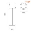 SIGOR battery table lamp NUINDIE USB-C round IP54, pine green dimmable