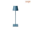 LED battery table lamp NUINDIE round, dimmable, IP54, sage green, powder coated