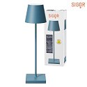 SIGOR battery table lamp NUINDIE USB-C round IP54, dolphin blue dimmable