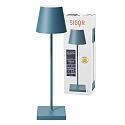 SIGOR Batteri bordlampe NUINDIE USB-C rund, CCT Switch, med touch-d�mper IP54, delfin bl� d�mpbar