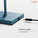 SIGOR Batteri bordlampe NUINDIE USB-C rund IP54, delfin bl dmpbar