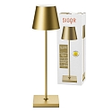 SIGOR battery table lamp NUINDIE USB-C round, CCT Switch, with touch dimmer IP54, gold anodised dimmable