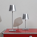 SIGOR battery table lamp NUINDIE USB-C round IP54, silver anodised dimmable