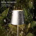 SIGOR battery table lamp NUINDIE USB-C round IP54, silver anodised dimmable