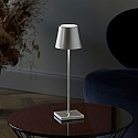 SIGOR battery table lamp NUINDIE USB-C round IP54, silver anodised dimmable