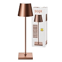 SIGOR Batteri bordlampe NUINDIE USB-C rund IP54, bronze anodiseret d�mpbar