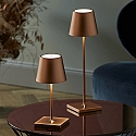 SIGOR Batteri bordlampe NUINDIE USB-C rund IP54, bronze anodiseret d�mpbar