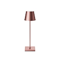 battery table lamp NUINDIE USB-C round IP54, rose gold anodised dimmable