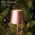 SIGOR Batteri bordlampe NUINDIE USB-C rund IP54, rosa guld anodiseret d�mpbar