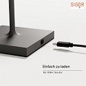 SIGOR battery table lamp NUINDIE MINI USB-C round IP54, graphite grey dimmable
