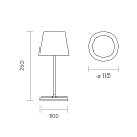 SIGOR Batteri bordlampe NUINDIE MINI USB-C rund, CCT Switch, med touch-d�mper IP54, grafit gr� d�mpbar