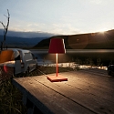 SIGOR Batteri bordlampe NUINDIE MINI USB-C rund, CCT Switch, med touch-d�mper IP54, br�ndende r�d d�mpbar