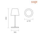 SIGOR battery table lamp NUINDIE MINI USB-C round IP54, fire red dimmable