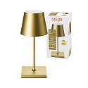 SIGOR Batteri bordlampe NUINDIE MINI USB-C rund, CCT Switch, med touch-d�mper IP54, guld anodiseret d�mpbar