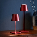SIGOR battery table lamp NUINDIE MINI USB-C round IP54, cherry red anodised dimmable
