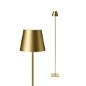 SIGOR Batteri standerlampe NUINDIE USB-C rund IP54, guld d�mpbar