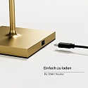 SIGOR Batteri standerlampe NUINDIE USB-C rund IP54, guld d�mpbar