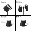 SIGOR Batteri bordlampe NUINDIE TANGO IP20, grafit gr� d�mpbar