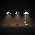 SIGOR battery table lamp NUDIDEROT with hook, CCT Switch, with touch dimmer IP54, copper dimmable