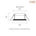SIGOR recessed luminaire ARGENT swivelling IP54, white dimmable 8W 580lm 3000K 36 36 CRI 90