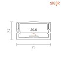 SIGOR Surface profile 20 - for LED Strips up to 2.06cm width, for wall and ceiling mounting, length 100cm