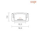 SIGOR Overflade profil FLAD 12 - til LED Strips op til 1.23cm bredde, til montering p vg og loft, lngde 100cm