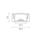 Overflade profil FLAD 12 - til LED Strips op til 1.23cm bredde, til montering p� v�g og loft, l�ngde 100cm