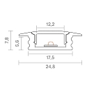 SIGOR Indbygningsprofil FLAD 12 - til LED Strips op til 1.22cm bredde, med sidevinge, l�ngde 200cm