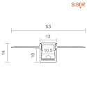 SIGOR Flush mounted profile 10 - for LED Strips up to 1.05cm width, rimless, incl. matt flush cover, length 100cm