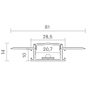 SIGOR Flush mounted profile 20 - for LED Strips up to 2cm width, rimless, incl. matt cover, length 200cm
