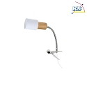 Spot Light Clip-on lamp TREEHOUSE CLIPS FLEx , E27, white shade, socket oiled oak / clamp white