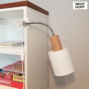 Clip-on lamp TREEHOUSE CLIPS FLEx , E27, white shade, socket oiled oak / clamp white